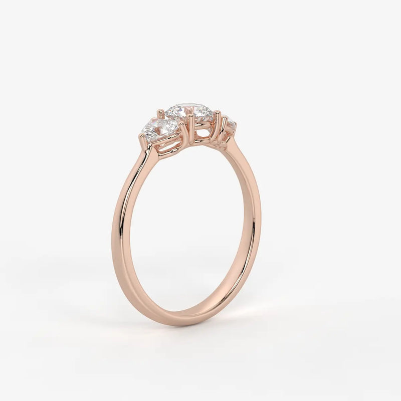 Valoria Round Heart Trilogy Diamond Ring