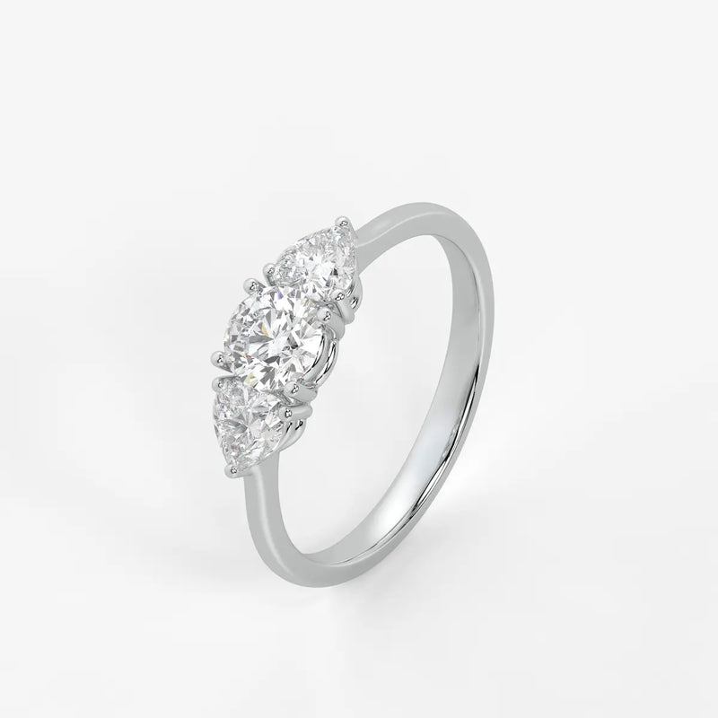 Valoria Round Heart Trilogy Diamond Ring