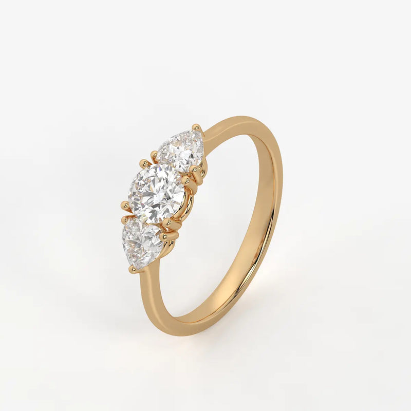 Valoria Round Heart Trilogy Diamond Ring