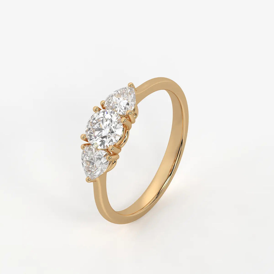 Valoria Round Heart Trilogy Diamond Ring