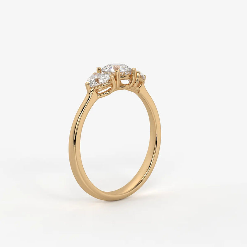 Valoria Round Heart Trilogy Diamond Ring