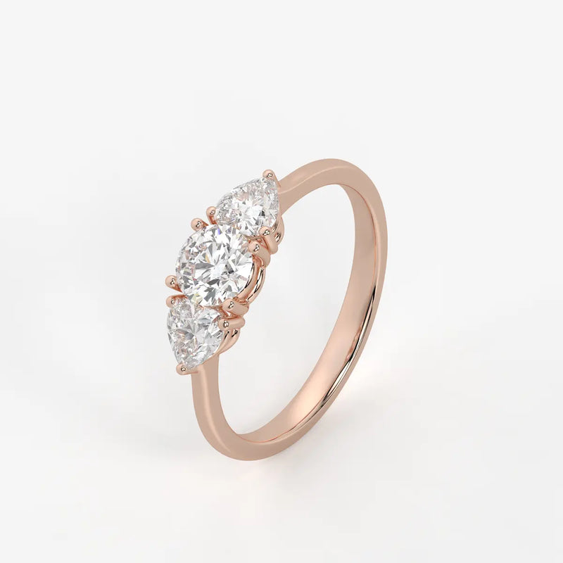 Valoria Round Heart Trilogy Diamond Ring