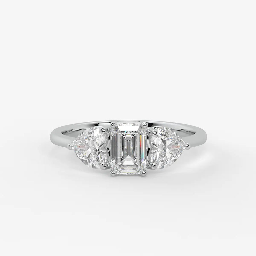 Celestra Emerald Heart Trilogy Diamond Ring