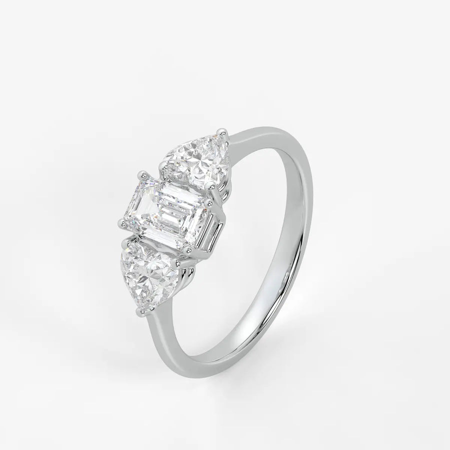 Celestra Emerald Heart Trilogy Diamond Ring