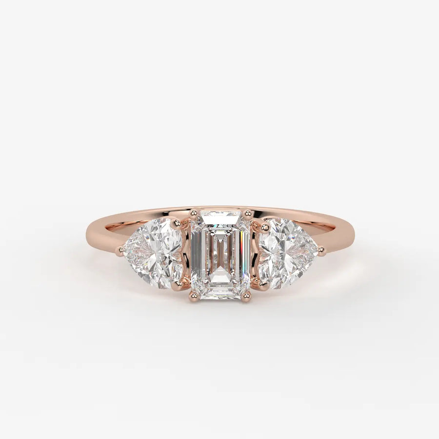 Celestra Emerald Heart Trilogy Diamond Ring