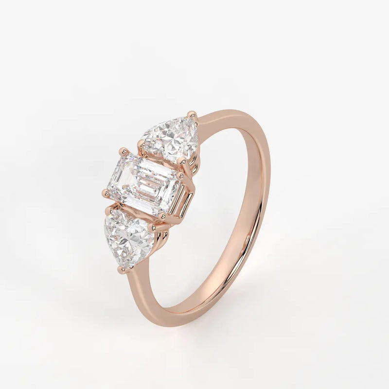 Celestra Emerald Heart Trilogy Diamond Ring