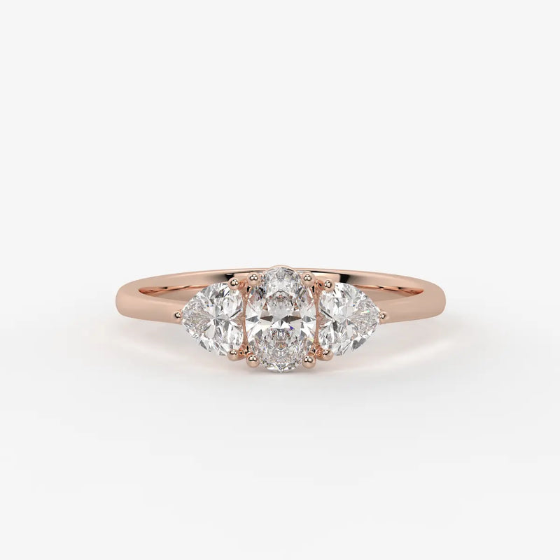 Ovelisse Oval Heart Trilogy Diamond Ring