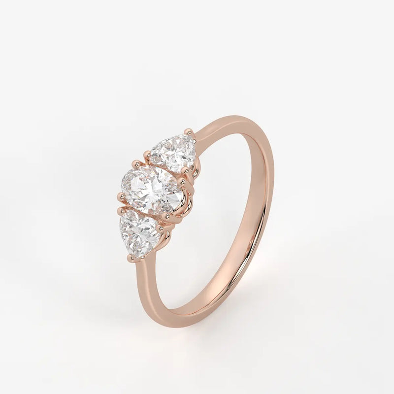 Ovelisse Oval Heart Trilogy Diamond Ring