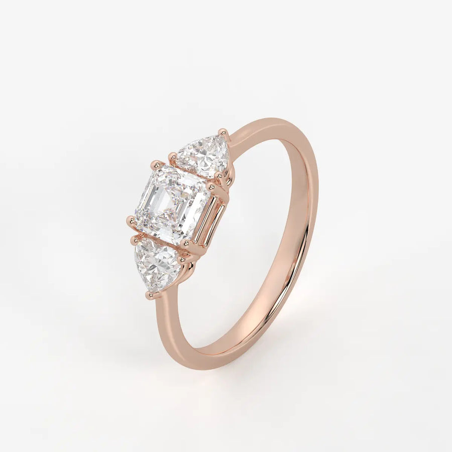 Asterelle Asscher Heart Trilogy Diamond Ring