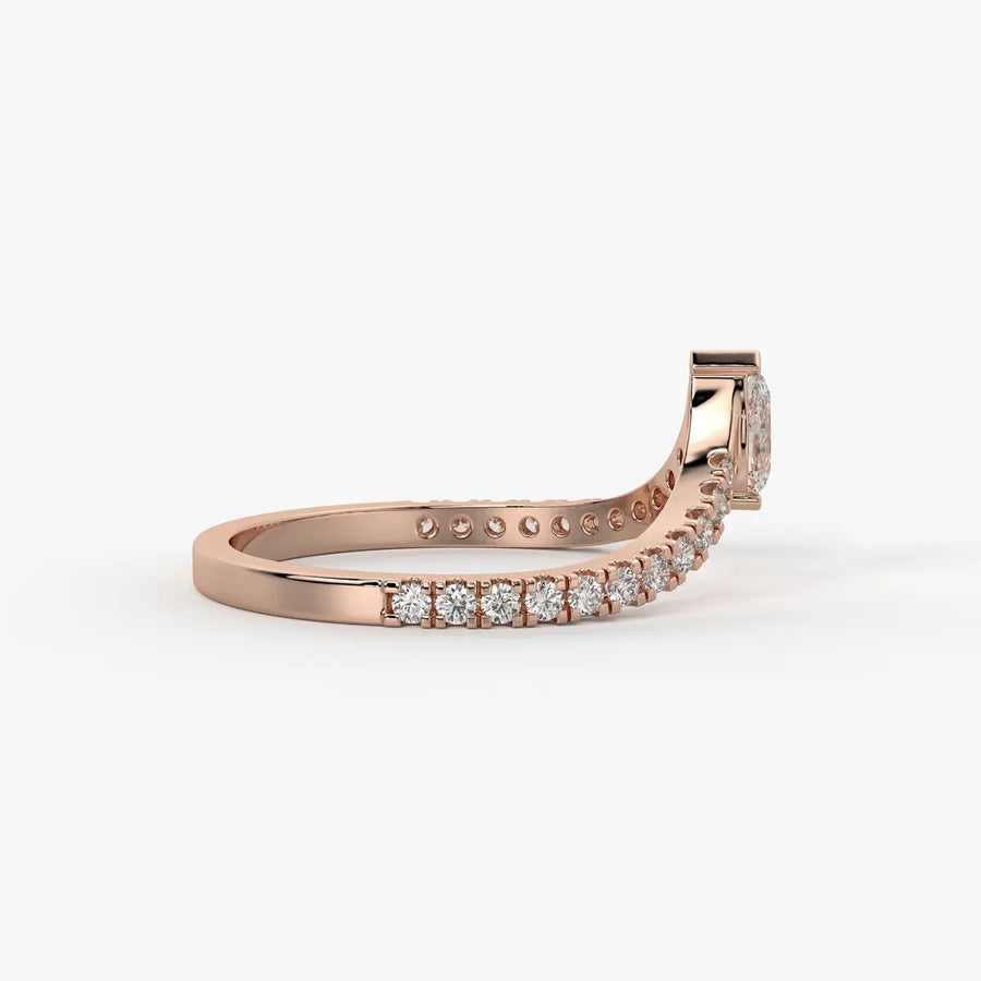 Pear Chevron Studded Ring