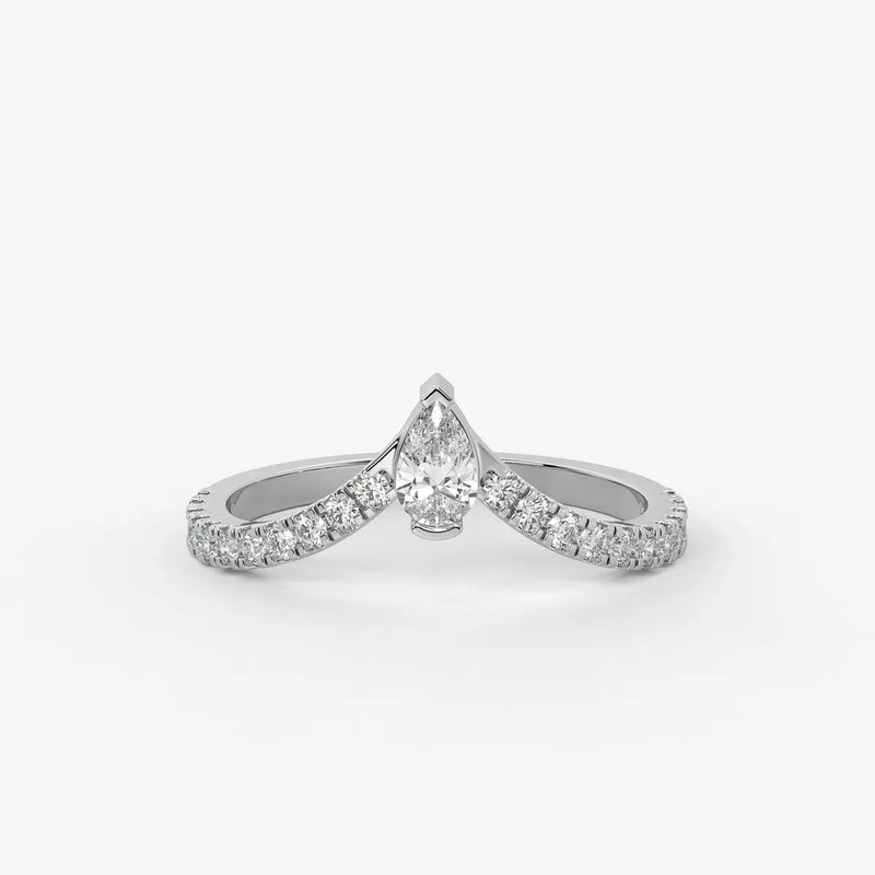 Pear Chevron Studded Ring