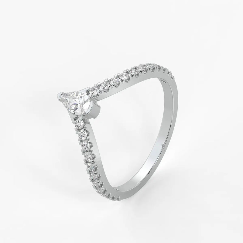 Pear Chevron Studded Ring