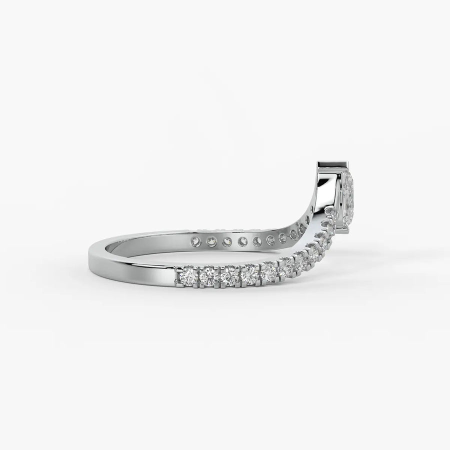 Pear Chevron Studded Ring