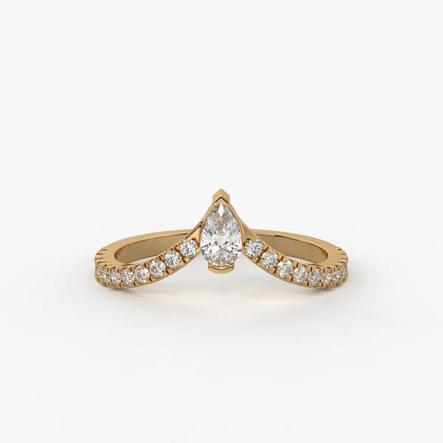 Pear Chevron Studded Ring