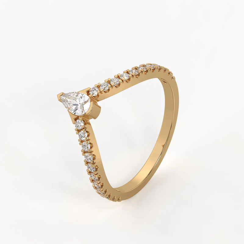 Pear Chevron Studded Ring
