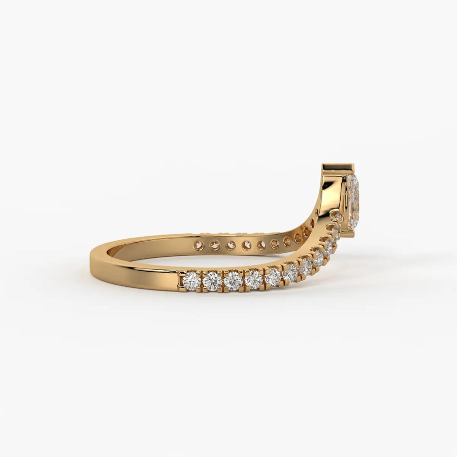 Pear Chevron Studded Ring