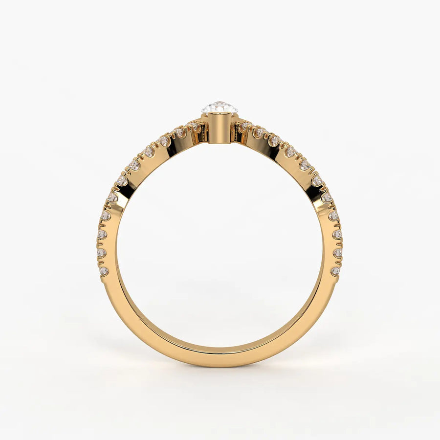 Pear Chevron Studded Ring