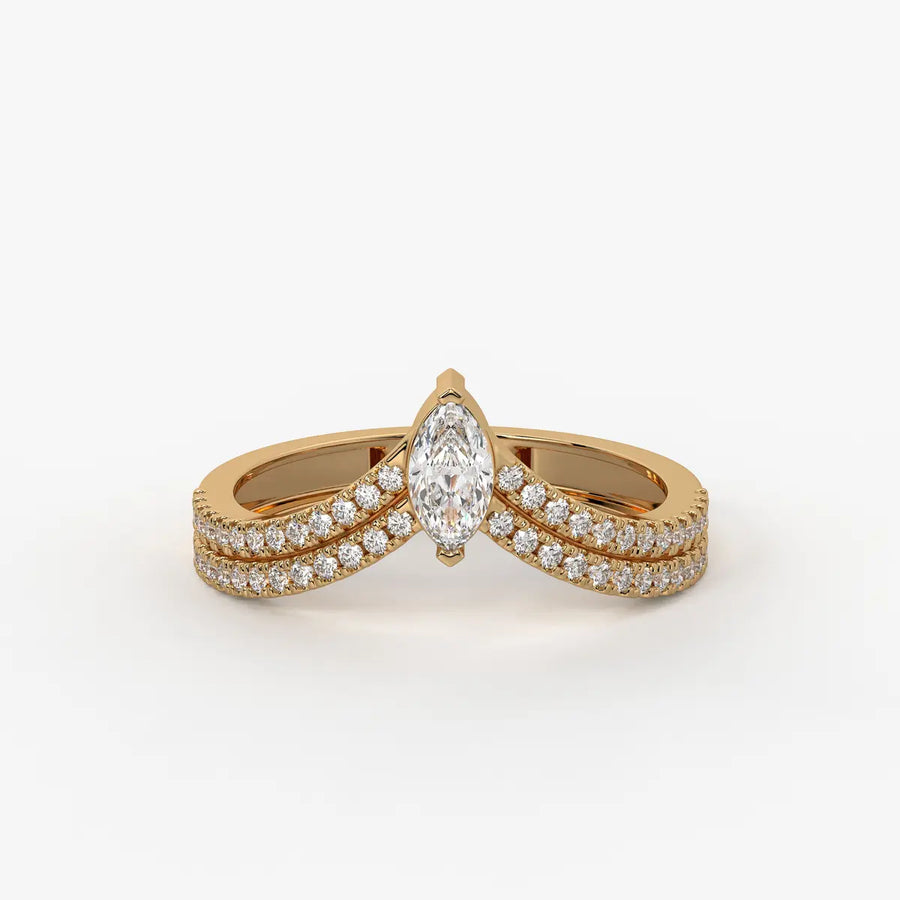 Valerique Marquise Split Shank Diamond Ring