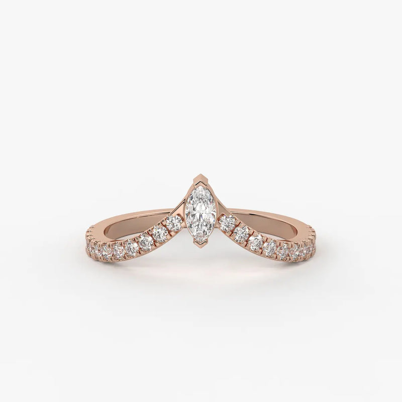 Marquise Chevron Studded Ring