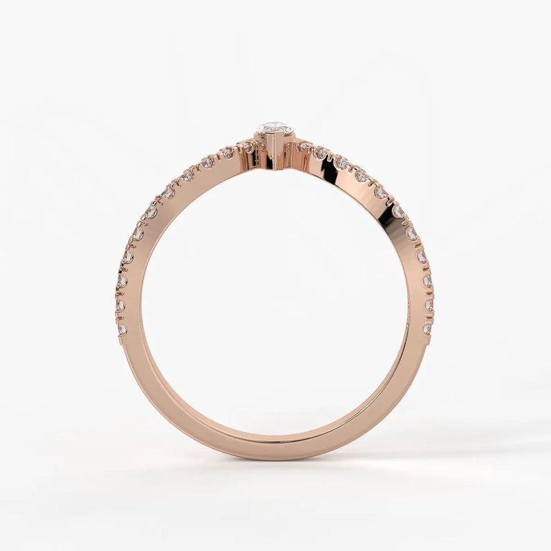 Marquise Chevron Studded Ring