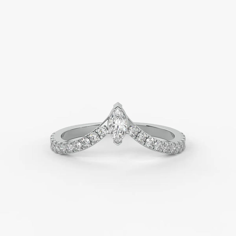 Marquise Chevron Studded Ring