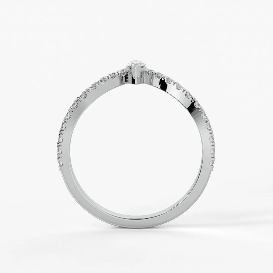 Marquise Chevron Studded Ring