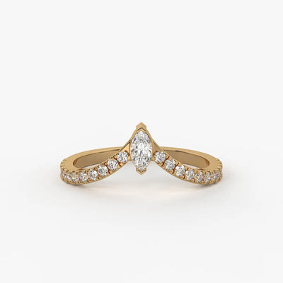 Marquise Chevron Studded Ring
