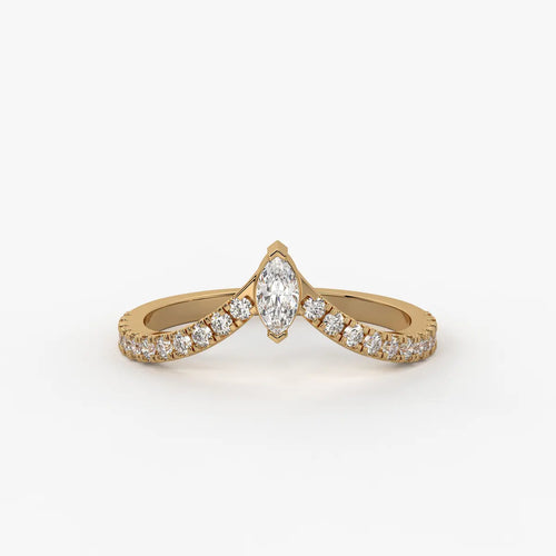 Marquise Chevron Studded Ring