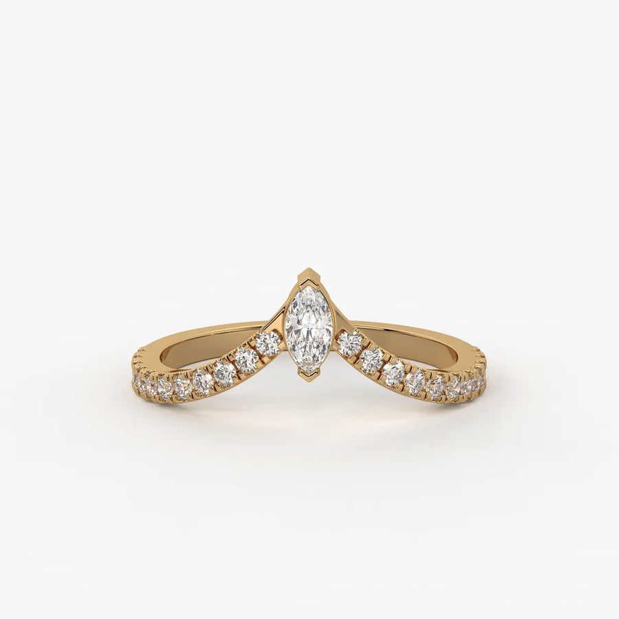 Marquise Chevron Studded Ring