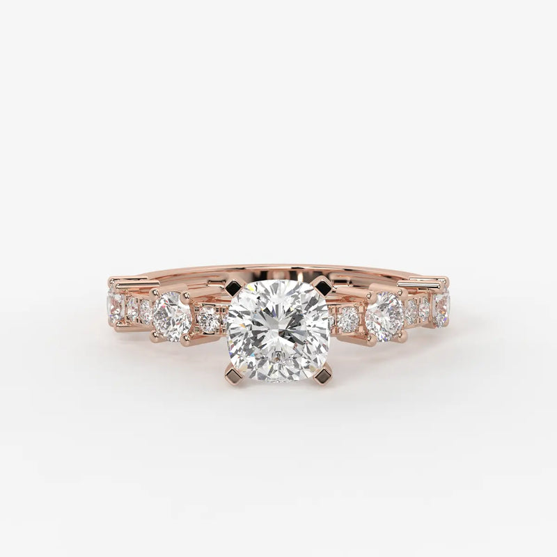 Cushion Three Stone Bridal Ring