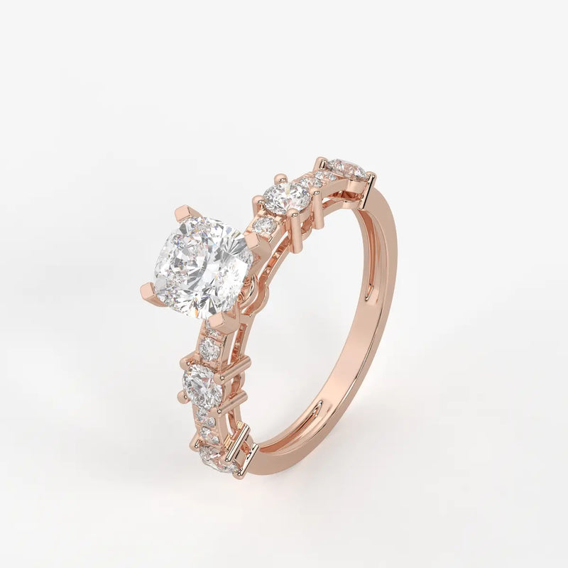 Cushion Three Stone Bridal Ring