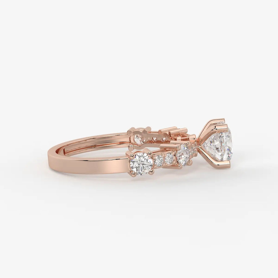 Cushion Three Stone Bridal Ring