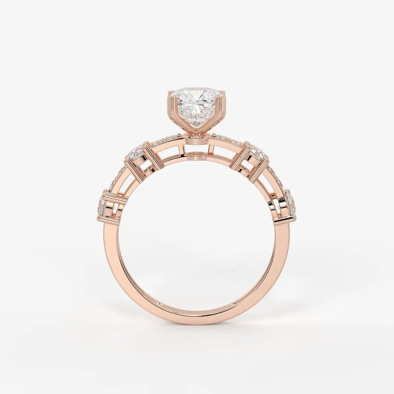 Cushion Three Stone Bridal Ring