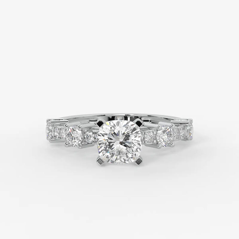 Cushion Three Stone Bridal Ring