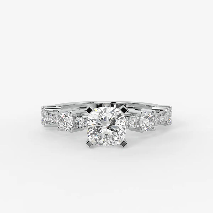 Cushion Three Stone Bridal Ring