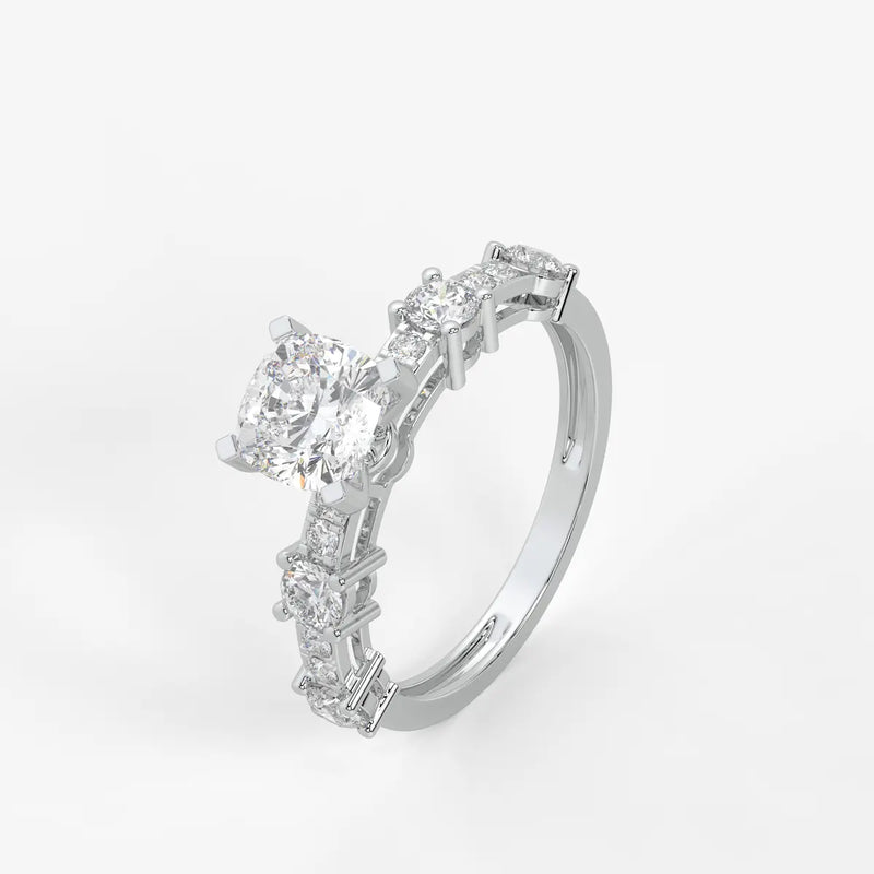 Cushion Three Stone Bridal Ring