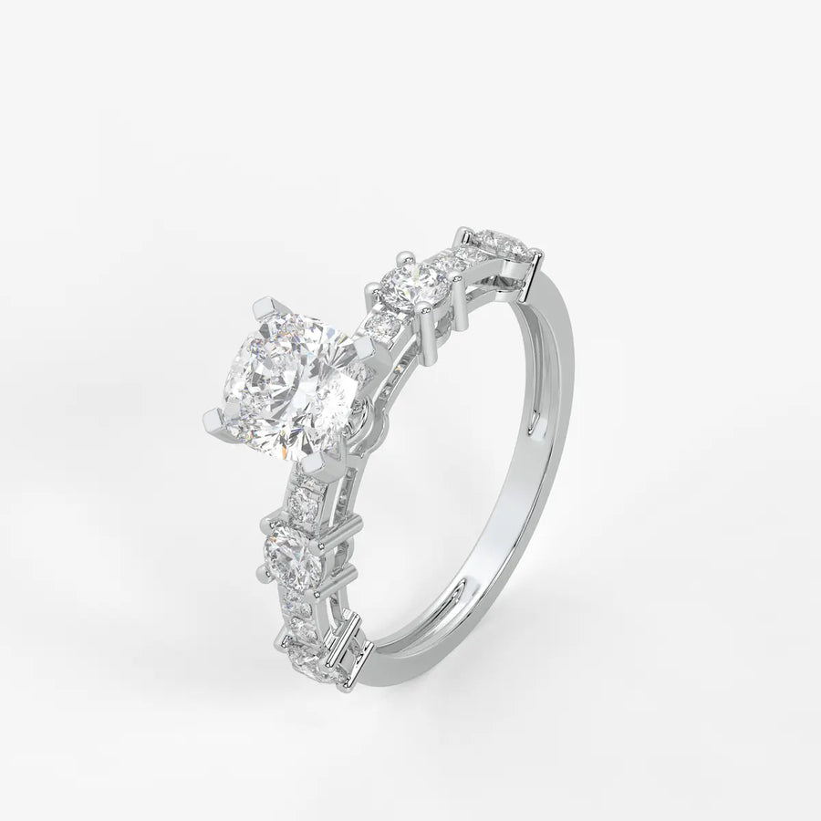 Cushion Three Stone Bridal Ring