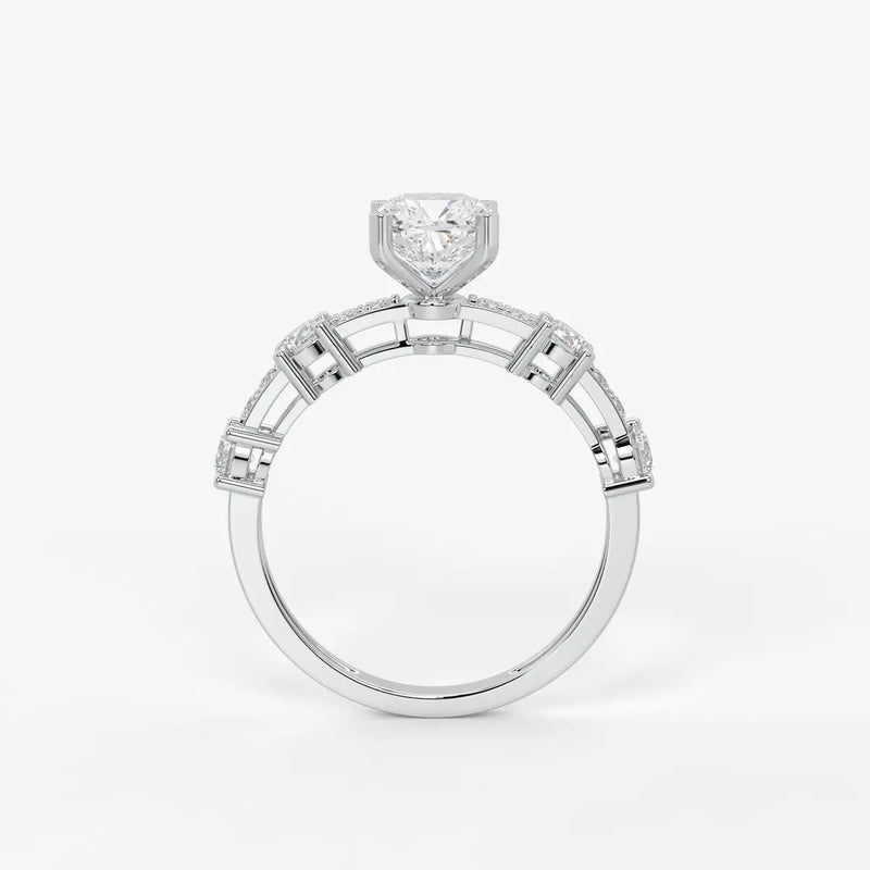 Cushion Three Stone Bridal Ring