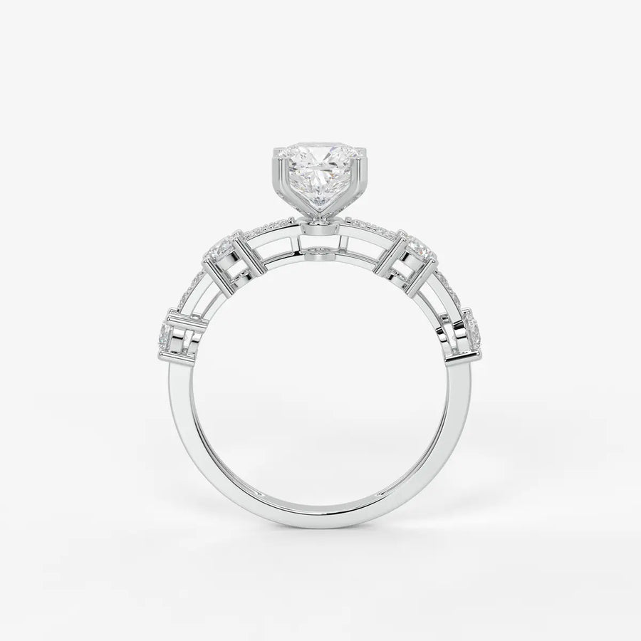 Cushion Three Stone Bridal Ring