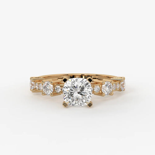 Cushion Three Stone Bridal Ring