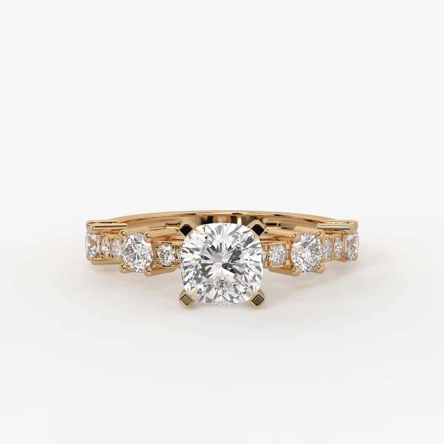 Cushion Three Stone Bridal Ring
