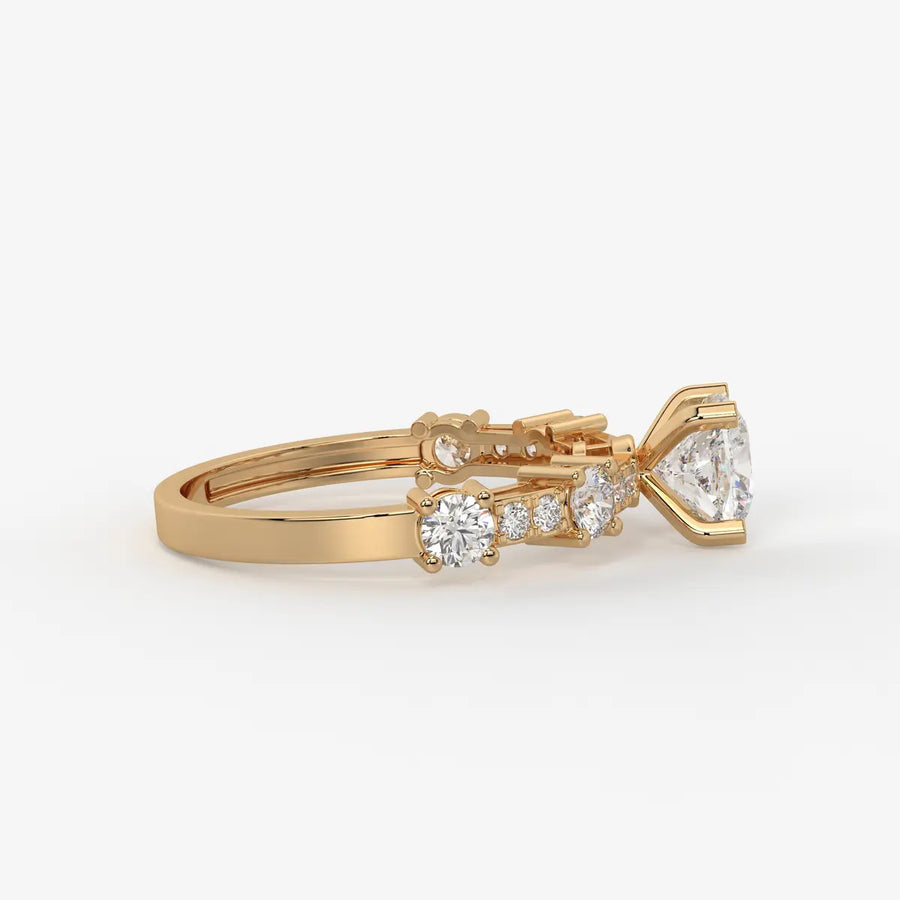 Cushion Three Stone Bridal Ring