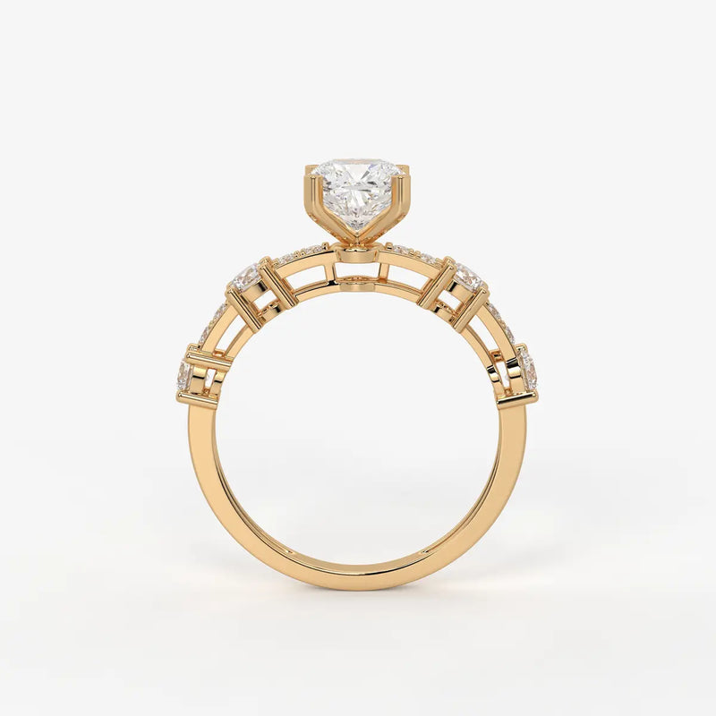 Cushion Three Stone Bridal Ring