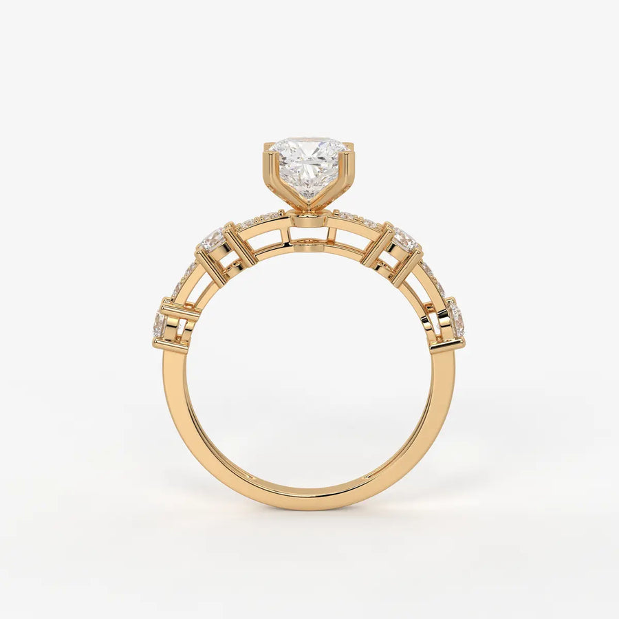 Cushion Three Stone Bridal Ring
