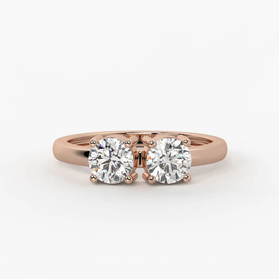 Round Twin Solitaire Ring