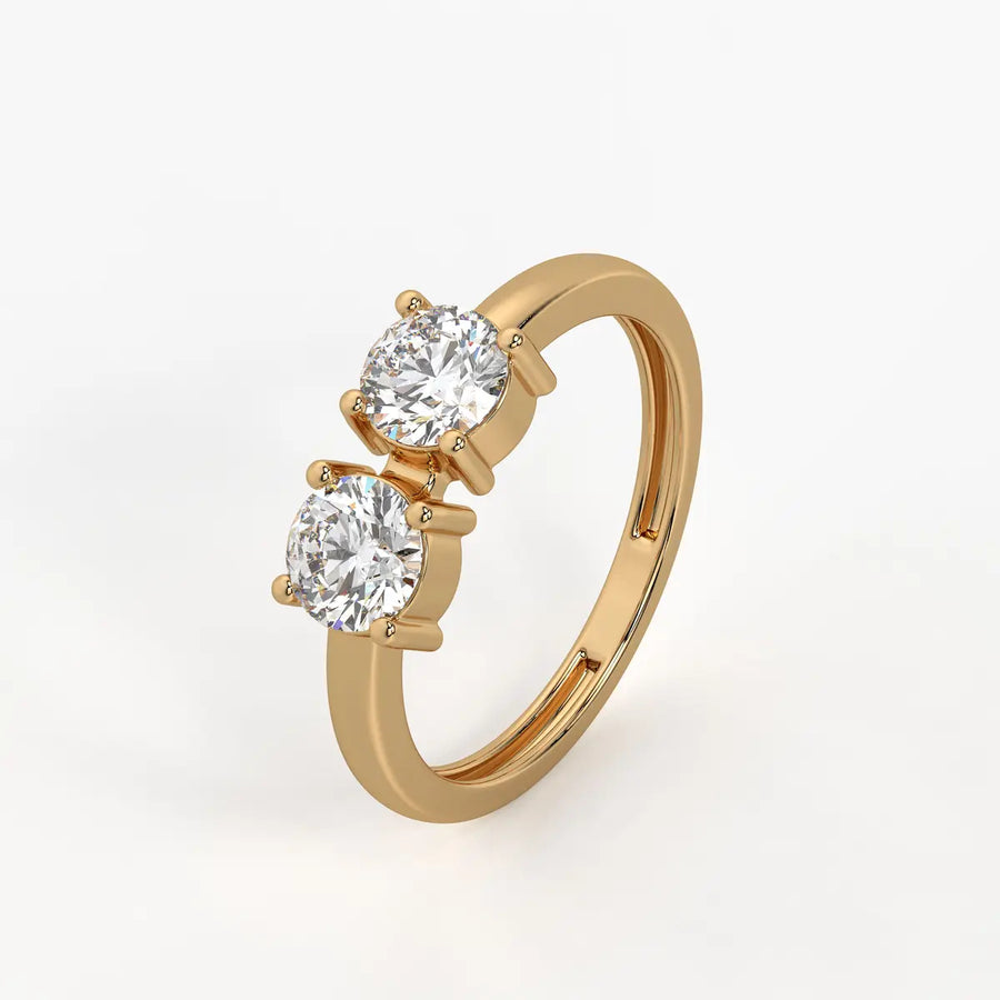 Round Twin Solitaire Ring