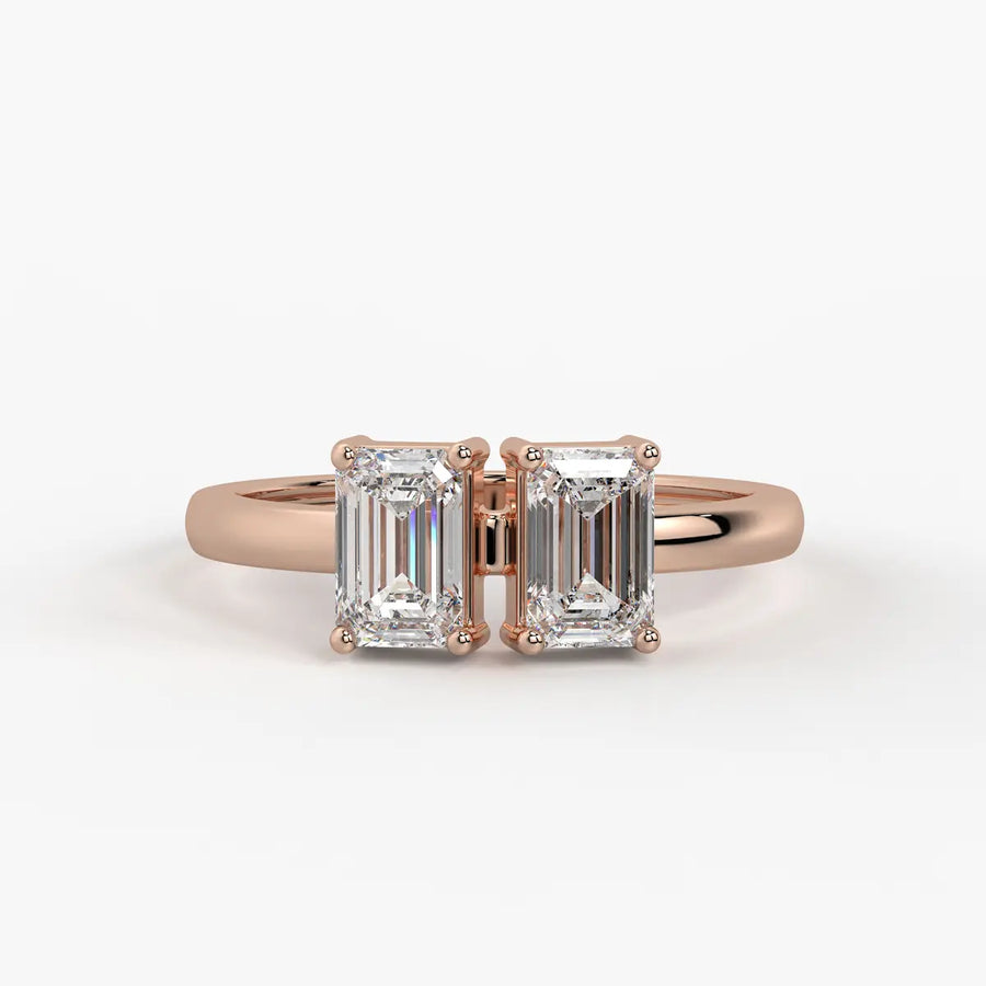 Emerald Twin Solitaire Ring
