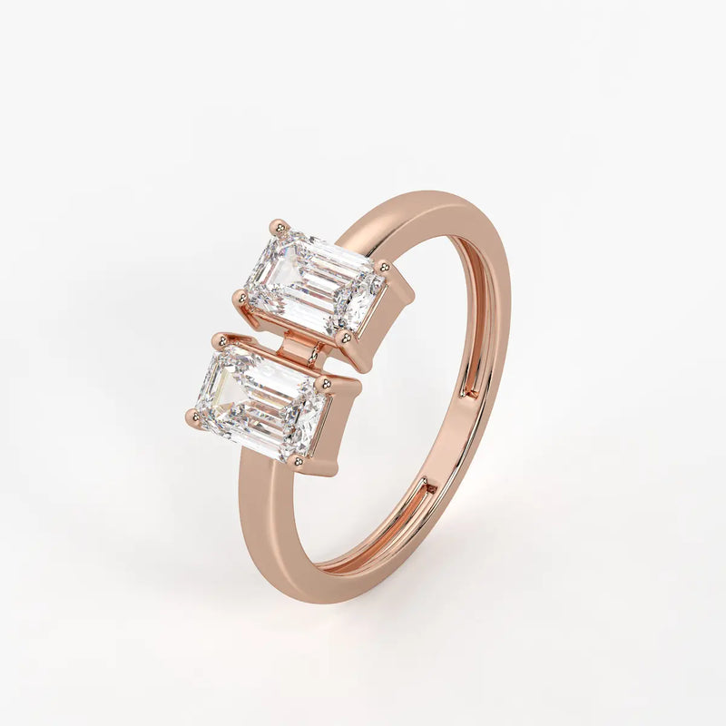 Emerald Twin Solitaire Ring