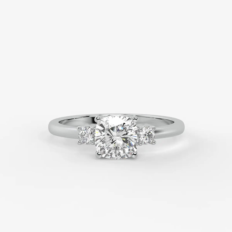 Cushira Round Halo-Style Accent Diamond Ring