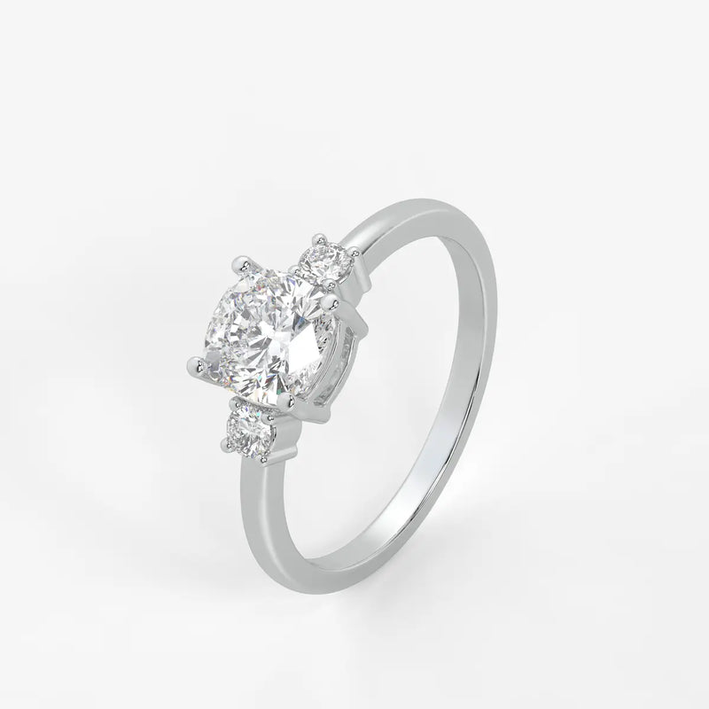 Cushira Round Halo-Style Accent Diamond Ring